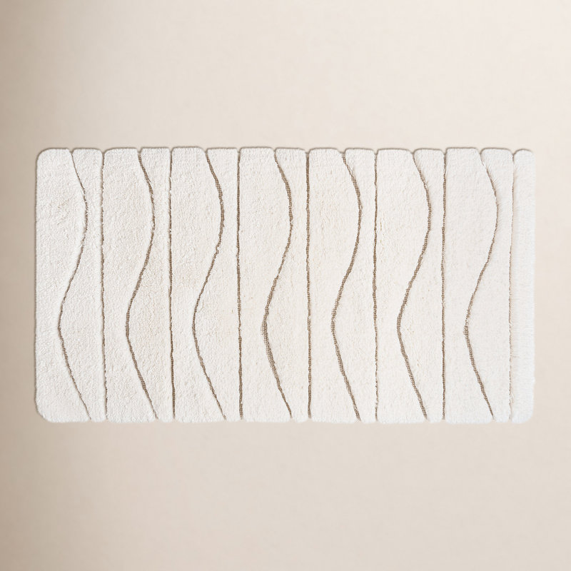 Opera Abstract Bath Rug, 24" W x 39" L, Natural