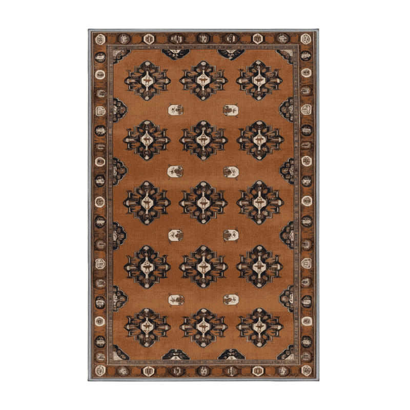 Tapis brun lavable à la machine, Rectangle 5 pi x 7 pi