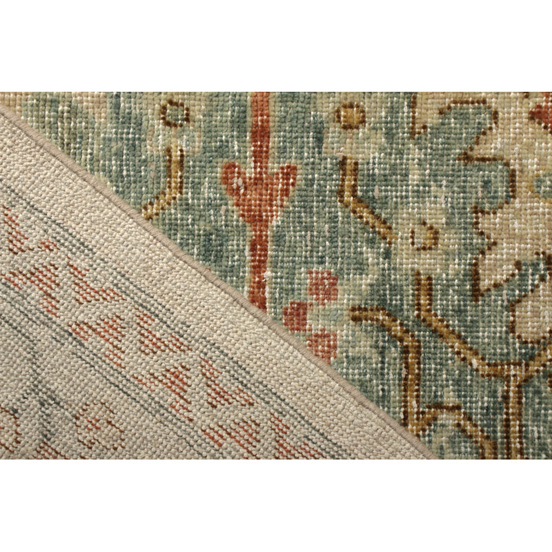 Distressed Homage Hand Knotted Wool Geometric Area Rug, Rectangle 5' x 8'