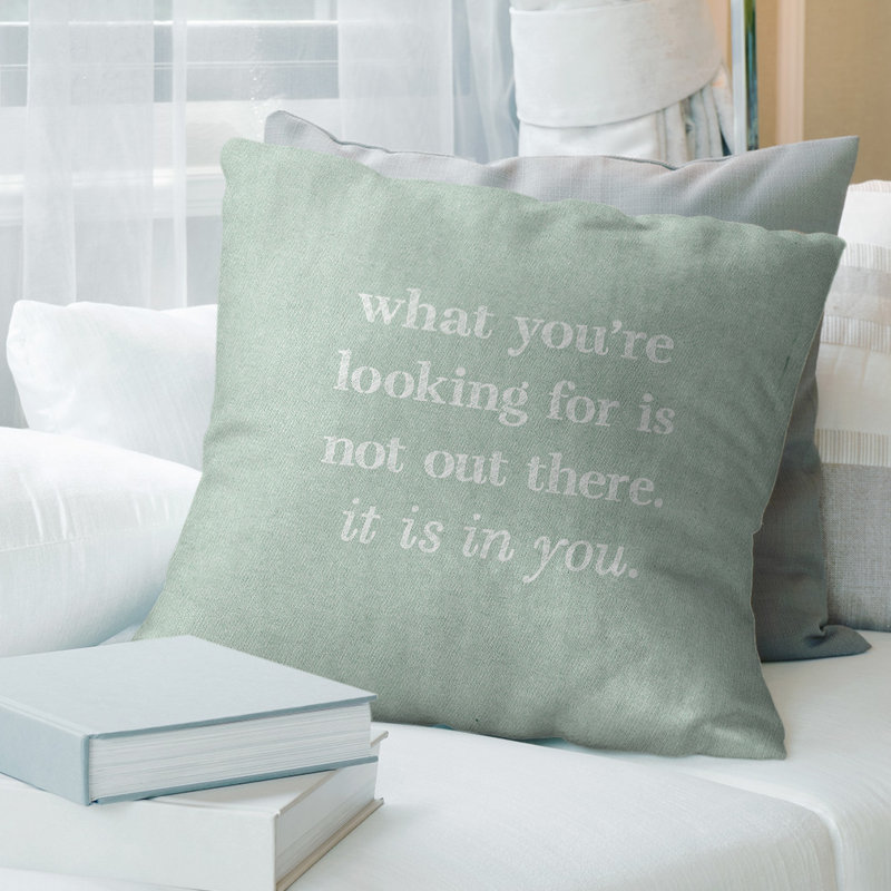 Coussin à la main, 18 po x 18 po, Vert / blanc, Housse de coussin seulement - sans coussin