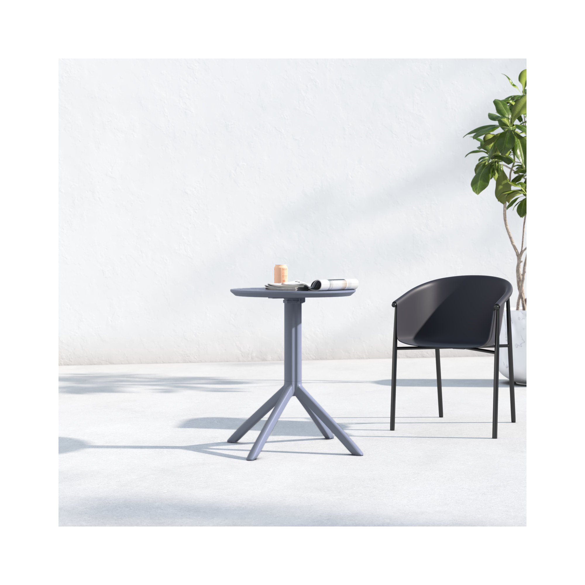 Plastic/Resin 2 - Person Round Table, Dark Gray, 29.5" H x 23.6" W x 23.6" L