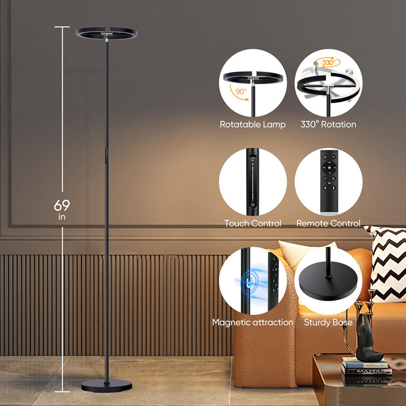 Lampe sur pied à DEL 20W, Noir