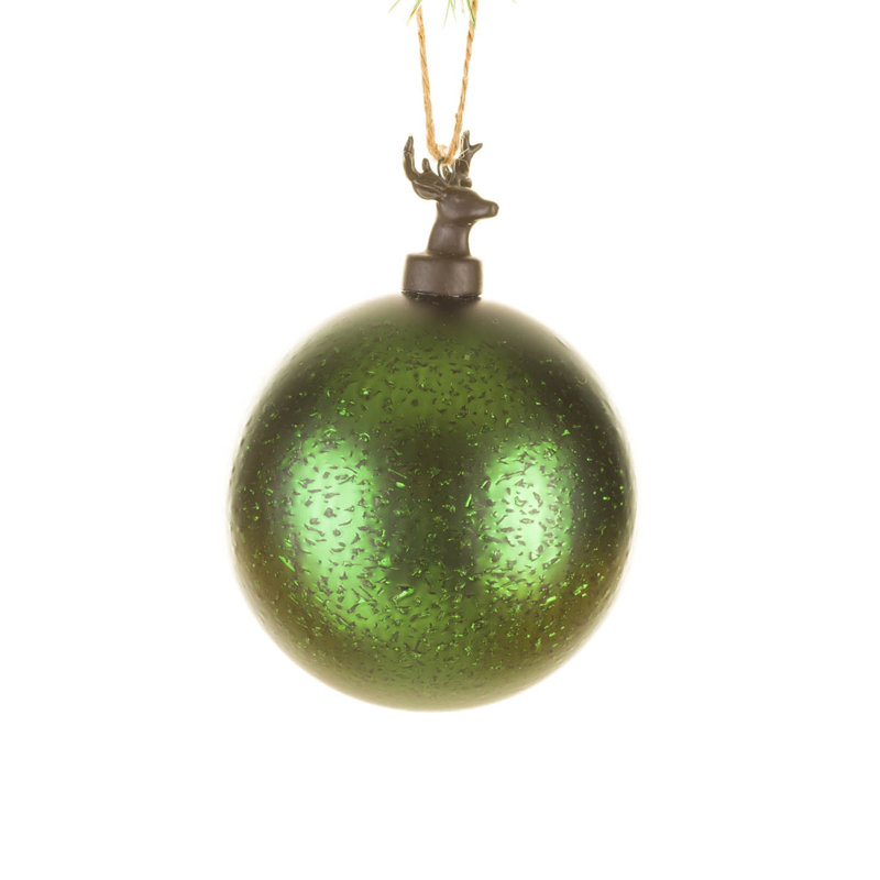 Ornement en forme de cerf vert en verre, paquet de 2