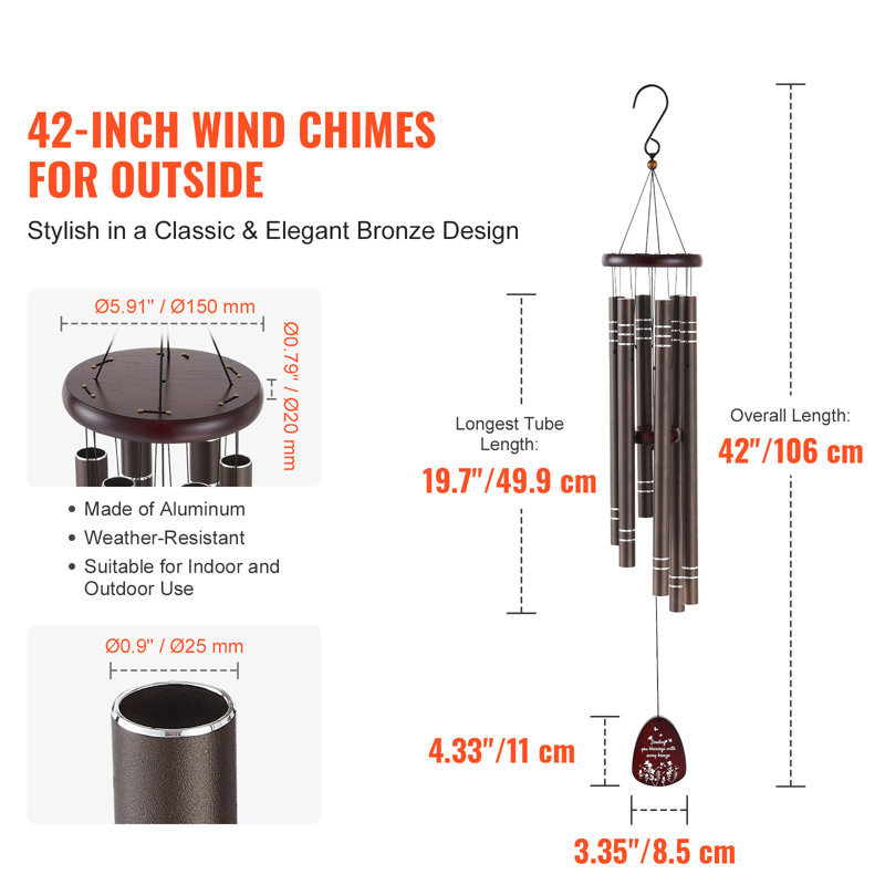 Carillons pour l'extérieur en aluminium 42 pouces