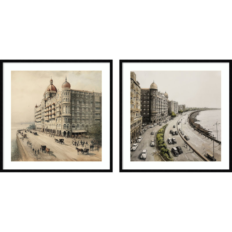 Mumbai Bombay, 2 pièces par Tradelink inhouse artist, impressions murales encadrées