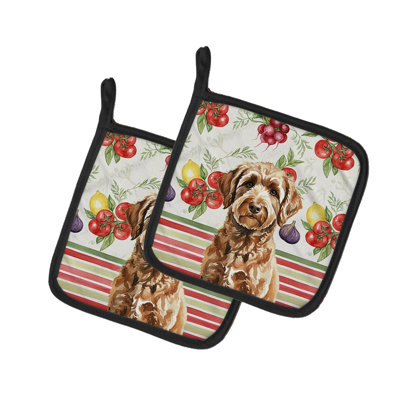 Chocolate Labradoodle Vegetables Pair of Pot Holders