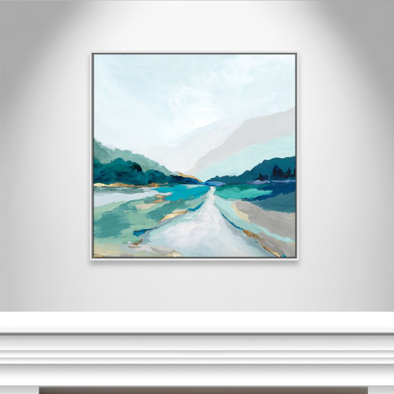 «Hope Creek - Blue Square Version Print» par Isabelle Z, H 37,5 po x l 37,5 po, Blanc