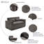 Causeuse convertible en velours de 55 po de large avec ports USB intégrés et poches de rangement-133711103