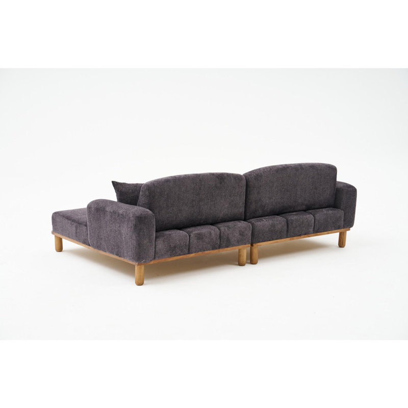 Nectarie 3 Seater Sofa & Chaise, Anthracite, Left Hand Facing, 125cm H x 94cm W x 140cm D
