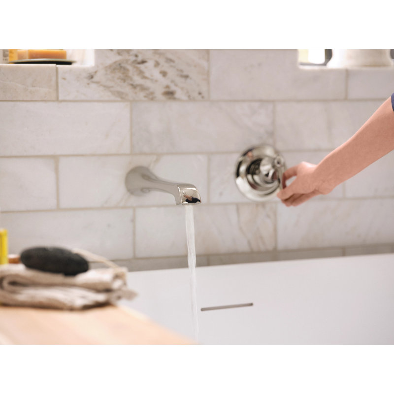 Flara Single Handle Wall Mount Tub Filler High Flow Tub Faucet With 10" Spout Reach, Brushed Nickel