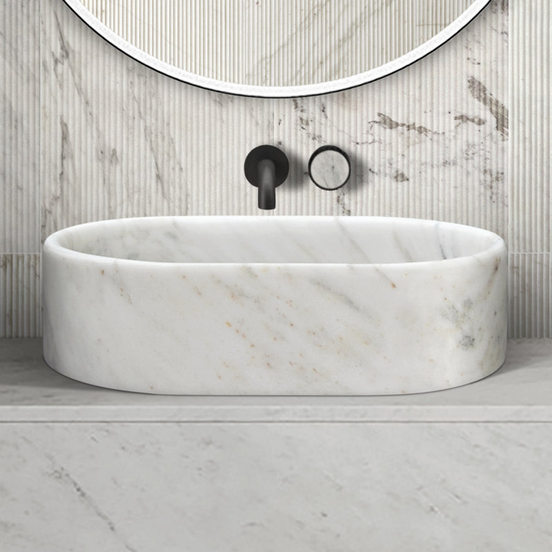 Lavabo vasque, lavabo ovale pour salle de bain, Blanc