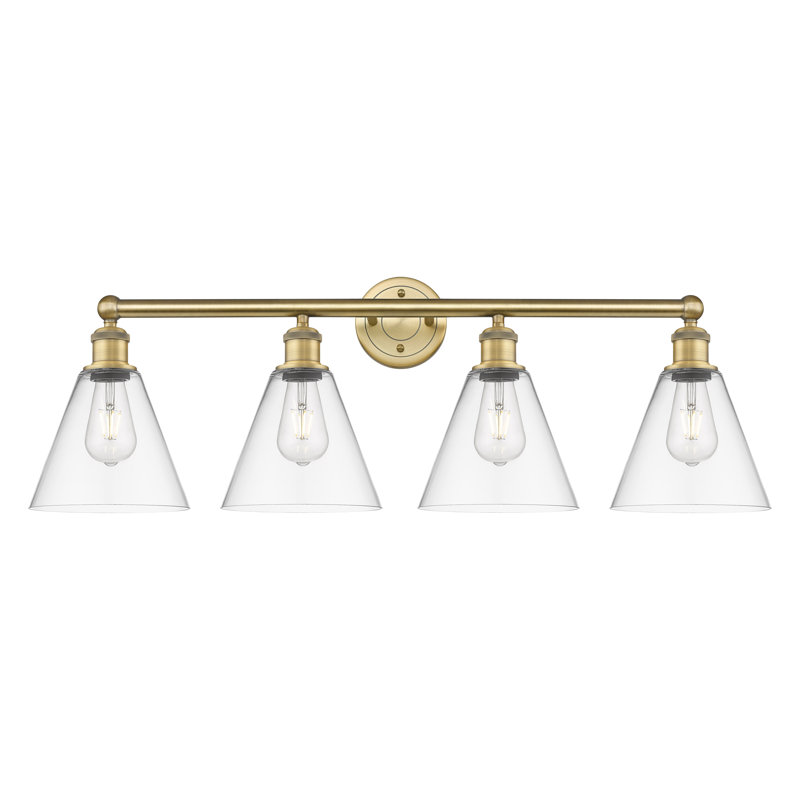 Mallery 4 - Light Dimmable Vanity Light, Clear, Brushed Brass