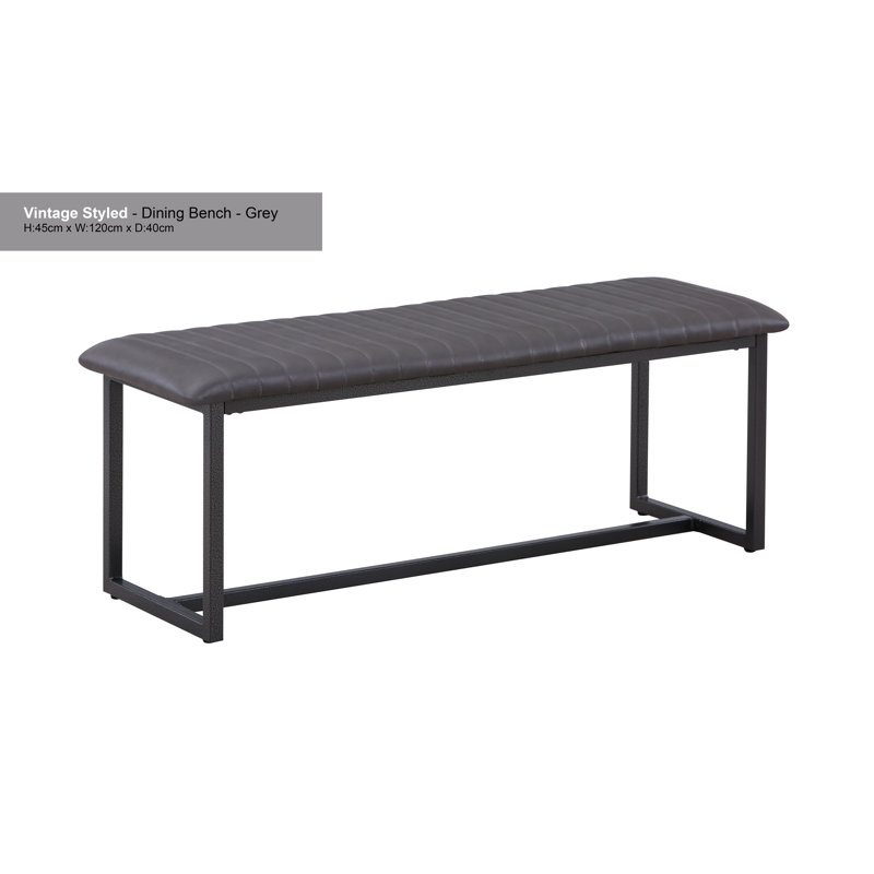 Photina Genuine Leather Upholstered Bench, Grey