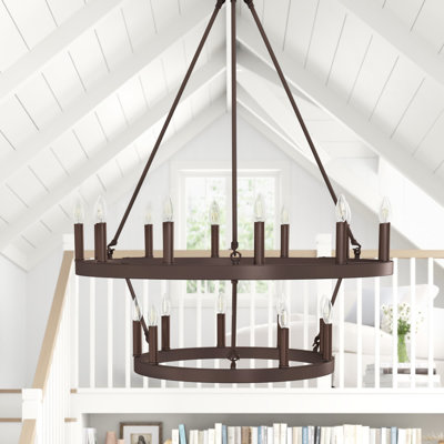 Daromir 20 - Light Dimmable Wagon Wheel Chandelier