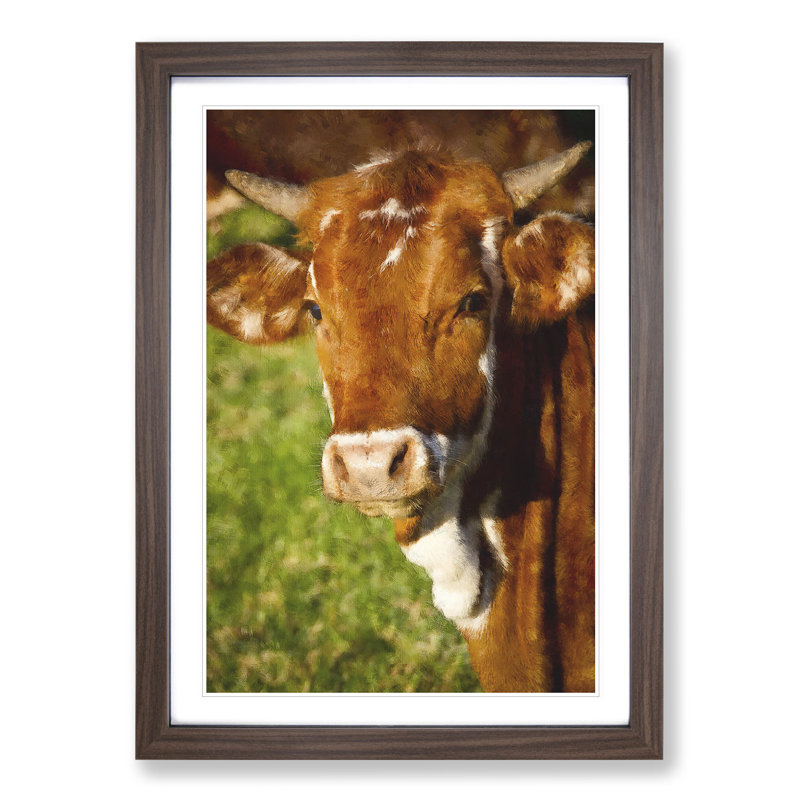 Portrait of a Cow Vol.2 - Framed Print, 36cm H x 27cm W x 2cm D, Walnut Framed