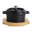 Mini cocotte en fonte 8 pièces avec plateau en bois 4 pièces MegaChef