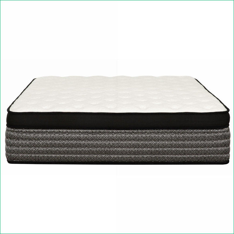 Mattresses, King Size 16 in. Hybrid Pocket Coil Euro Top Gel Memory Foam Mattress, White/Gray | Grey+White | Polyester, King