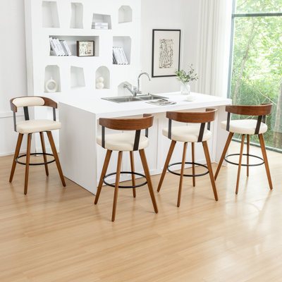 Ensemble de 4 tabourets de comptoir pivotants en cuir Modern