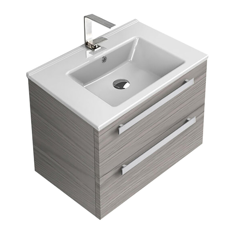 Levasseur 24.4'' Single Bathroom Vanity with Top, Gray Walnut