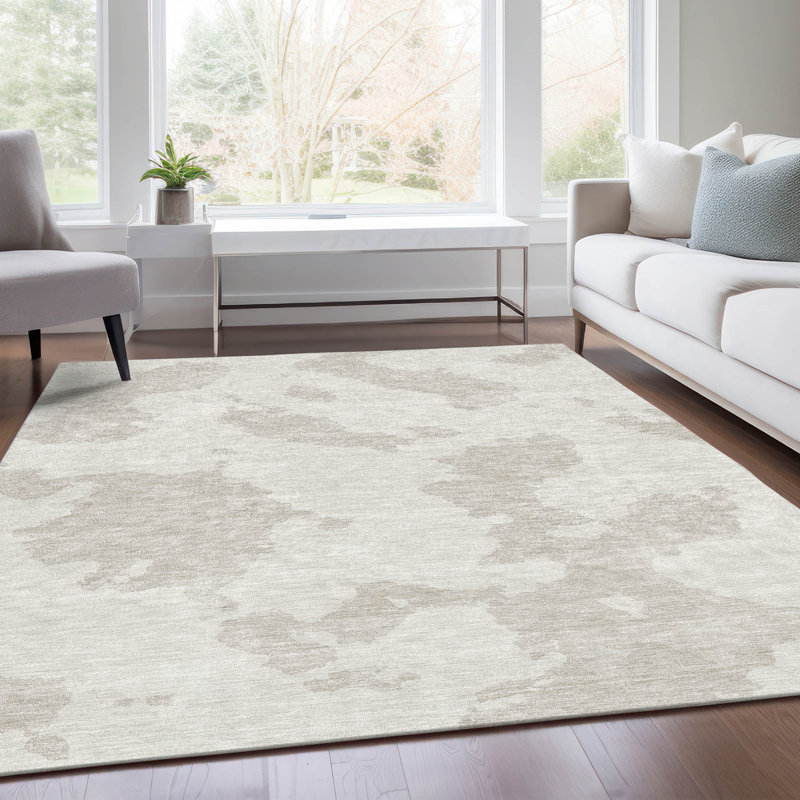 Tapis ivoire Prisco lavable à la machine de qualité supérieure, Rectangle 10' x 14'