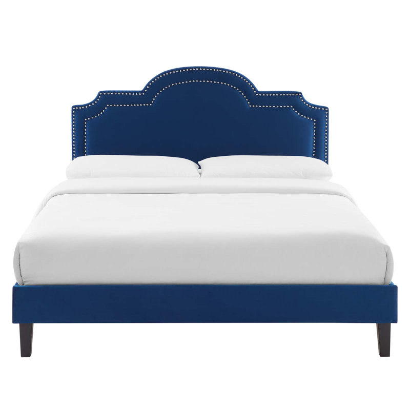 Modway Aviana Performance Velvet Bed, King, Navy