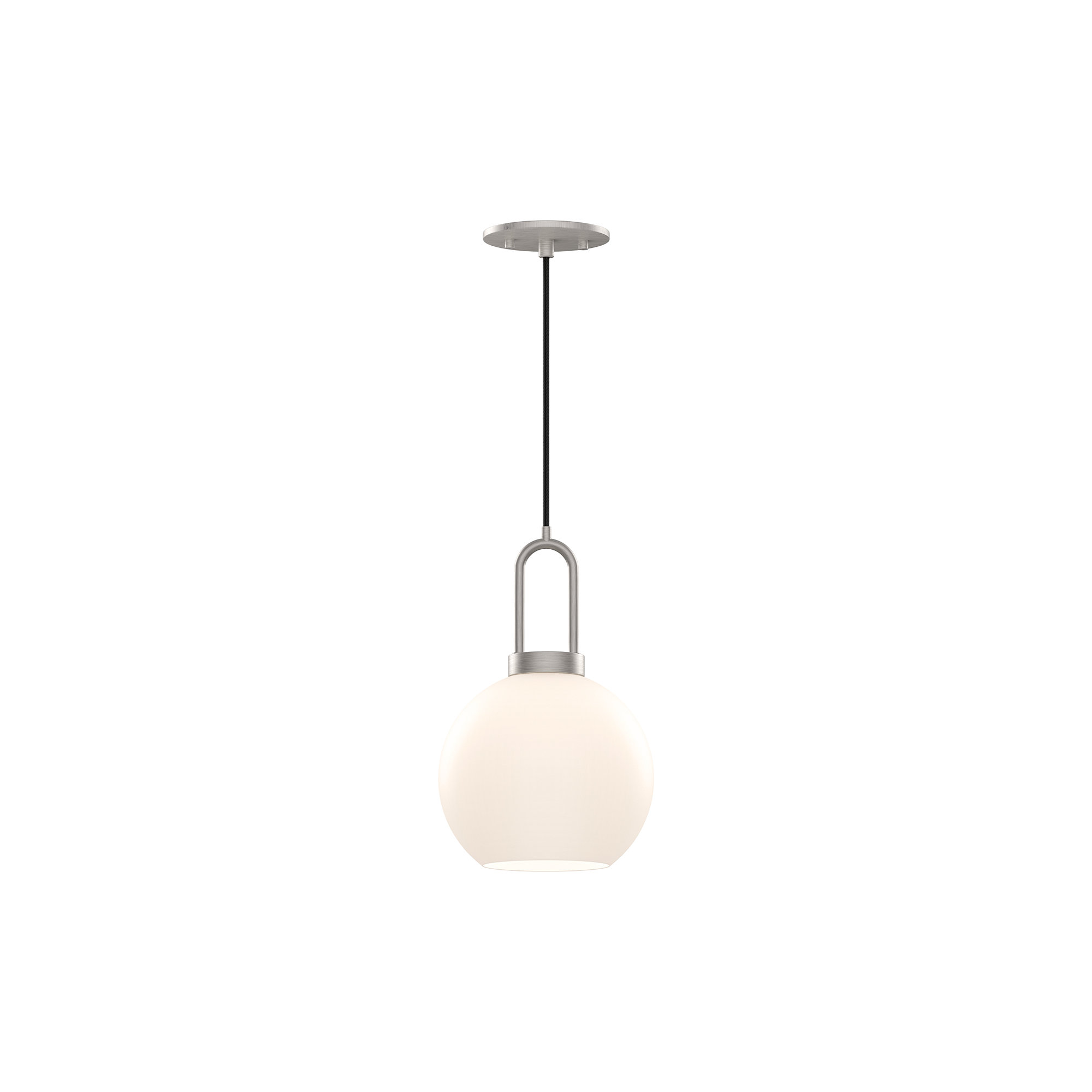 Shiloh Single Light Glass Pendant, Opal, 12.5"H x 7.875"W x 7.875"D, Brushed Nickel