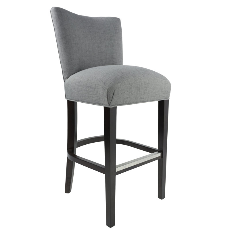 Upholstered Counter Stool with Solid Wood Frame, Metal