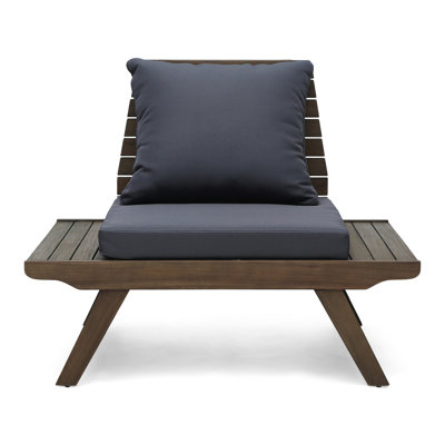Outdoor Club Chair With - Cushion And Expanded Seat - Dark Grey Broad
