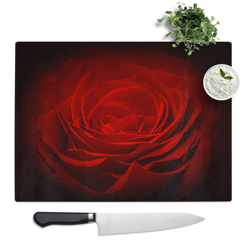 Flower Red Rose No.8  Glass Chopping Board