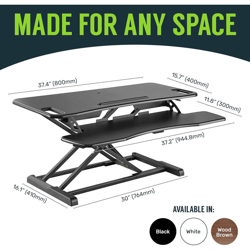 Adjustable Standing Desk Converter, 37.40" W x 16.1" D, White