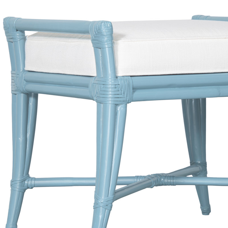 Malacca Upholstered Bench, Pool Blue