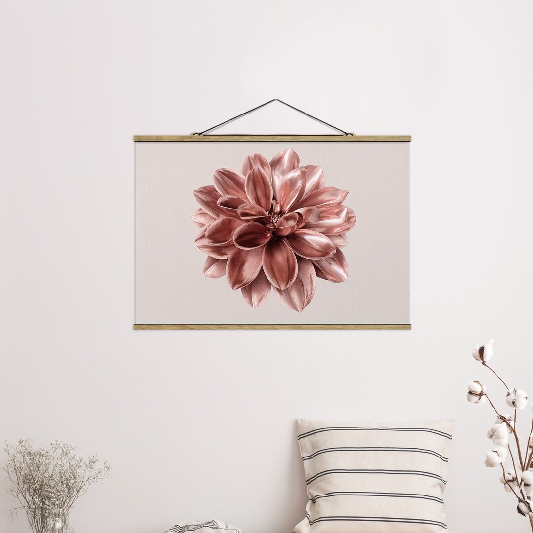 Wandbild Dahlia Flower Rose Gold Metallic