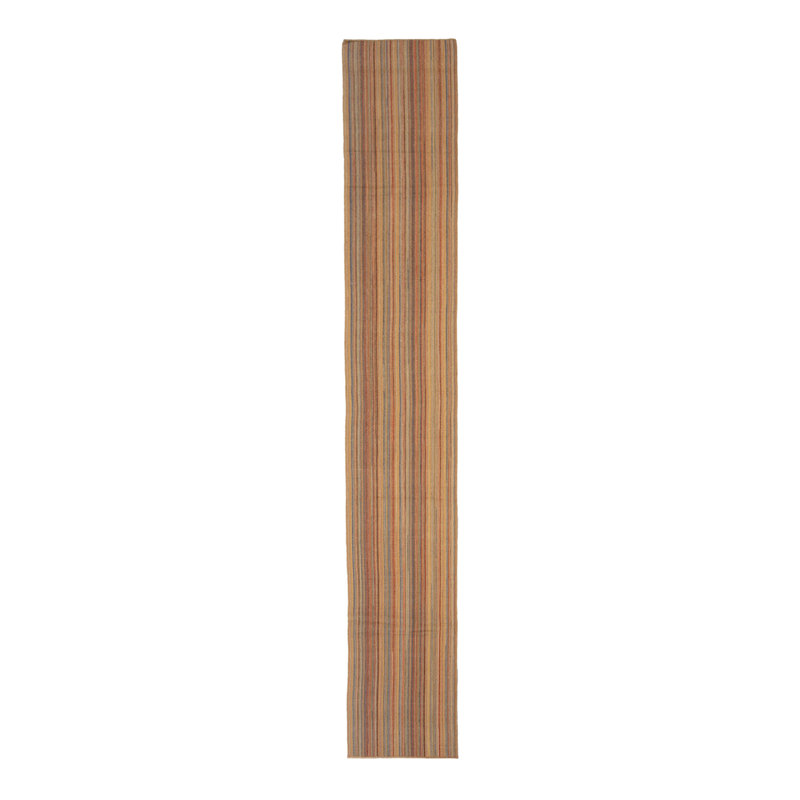 Multicolored Stripe Modern Tibetan Wool Runner - 2'9" X 30'