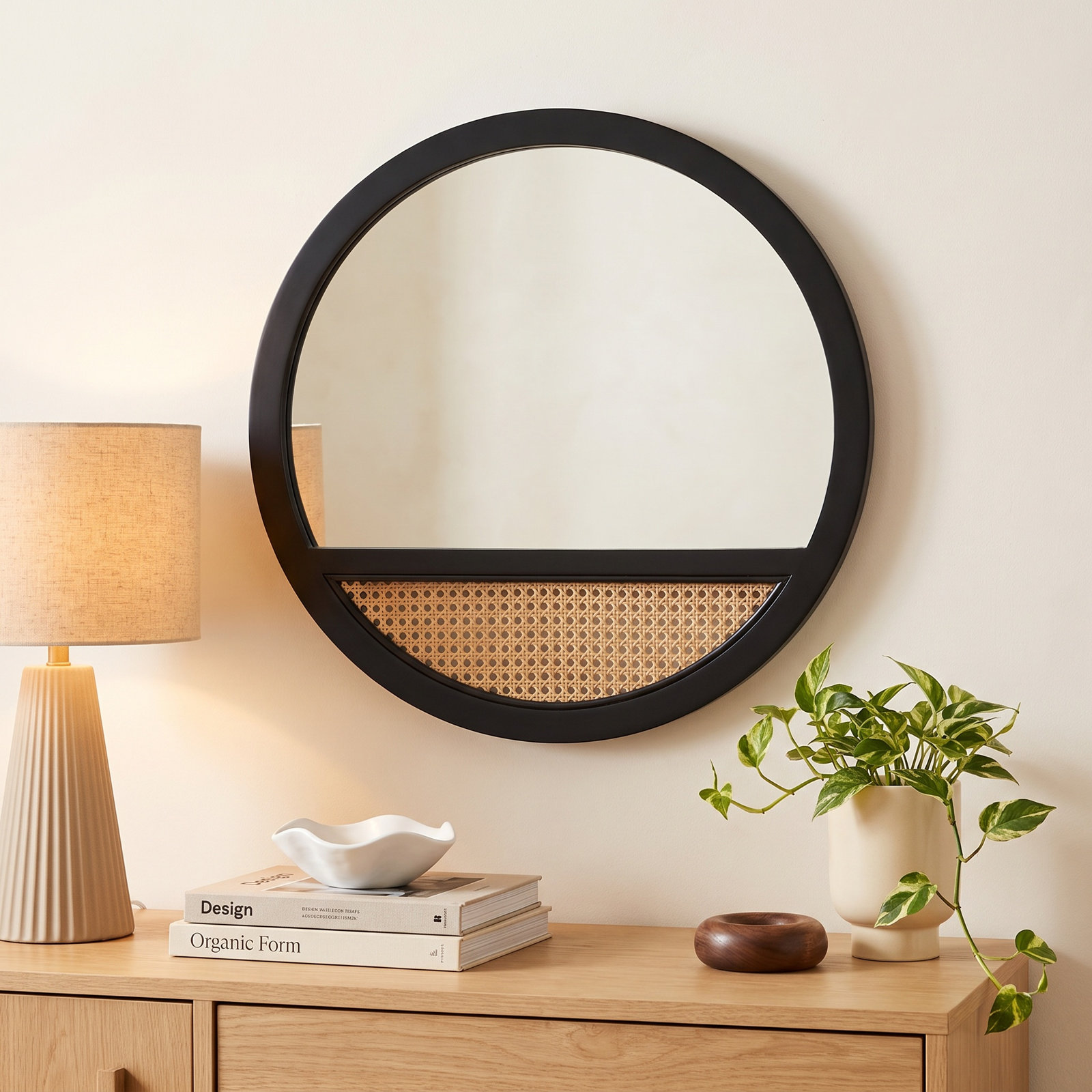 Ernesto Flat Wall Mirror, 23.50" x 23.50", Black