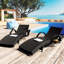 Ensemble de 2 chaises longues de patio, noires, réglables, avec table d'appoint coulissante, design ergonomique ondulé, résistantes à la saleté