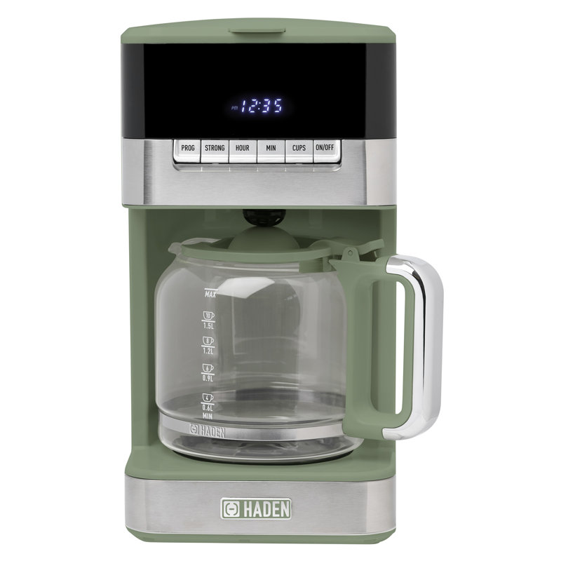 HADEN Quintessential Brew 12 Cup Digital Drip Coffee Maker with Control Settings, Cedar/Chrome