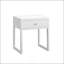 Table de chevet blanche moderne avec tiroir, table de chevet minimaliste avec poignée en bois, table de bout compacte pour petits espaces, assemblage facile