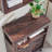 Modern Fluted Bathroom Cabinet With Sliding Door And 3 Drawers, Adjustable Shelf & Faux Marble Top, Curved Profile Storage Organizer For Bathroom And Kitchen-1339598918