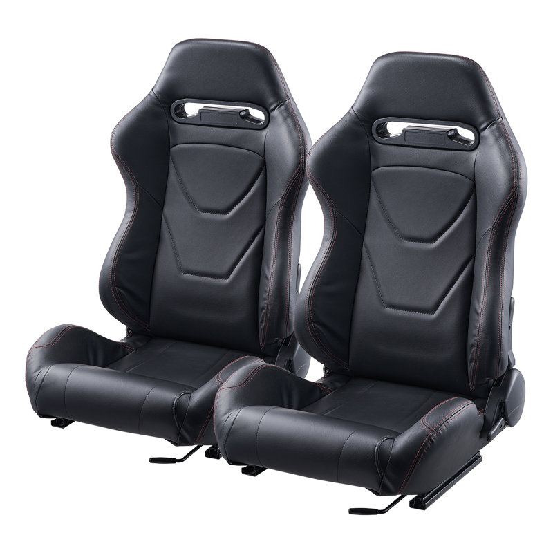 Ensemble de 2 sièges de course réglables avec cuir PVC et glissière Q235B