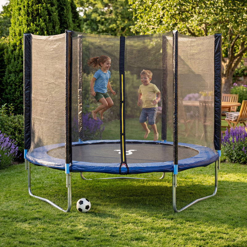 Charles Bentley Round Backyard Trampoline with Safety Enclosure