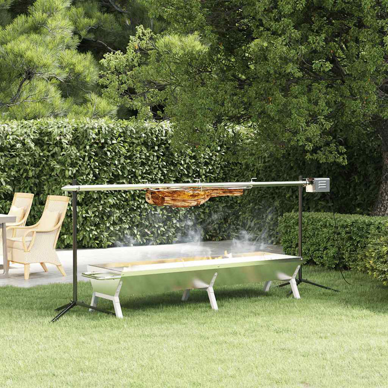 Vidaxl Automatic Barbecue Grill And Tray Set Stainless Steel