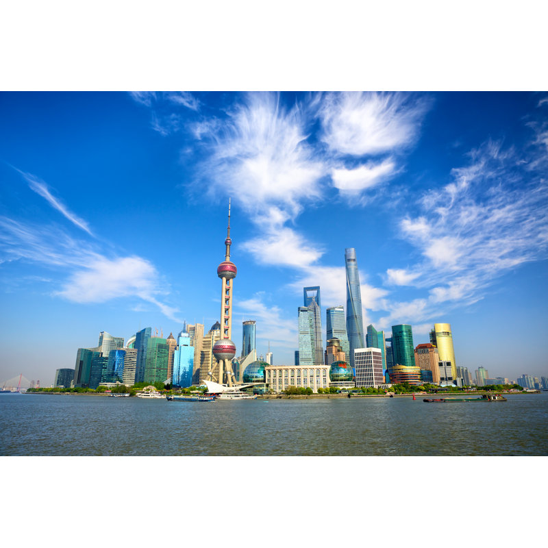 Akimos Shanghai Skyline by Dibrova - Wrapped Canvas Print, 81cm H x 122cm W x 3.8cm D