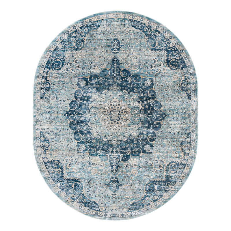 Tapis bleu marine Alabama, Ovale 7 pi 10 po x 10 pi 2 po