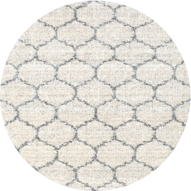 Tapis contemporain ivoire, Rond 8 pi x 8 pi