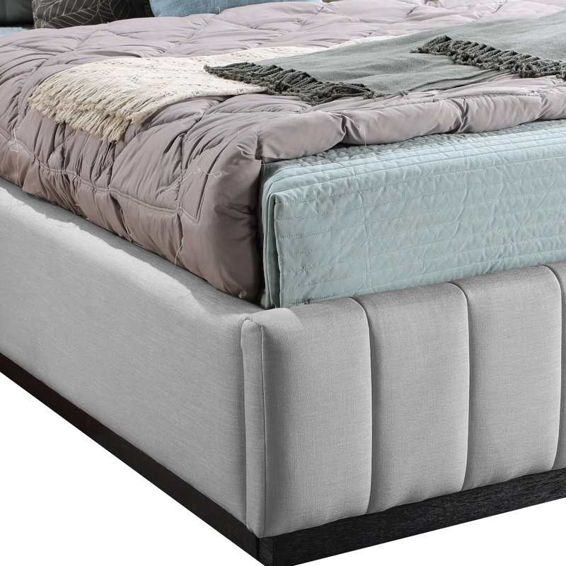 Codyn Upholstered Platform Bed, Grey Linen Textured Fabric, Twin