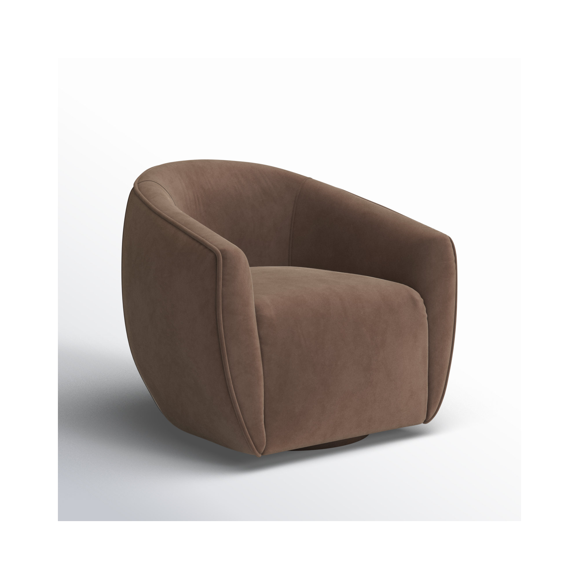 Layla Upholstered Swivel Barrel Chair, Brown Velvet