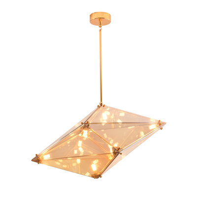 Modern 9 Light Gold Geometric Shade Chandelier