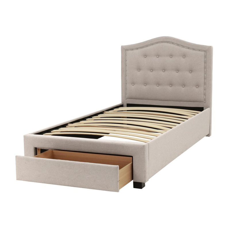 Lit avec rangement Kleanthis, Brun pâle, Simple