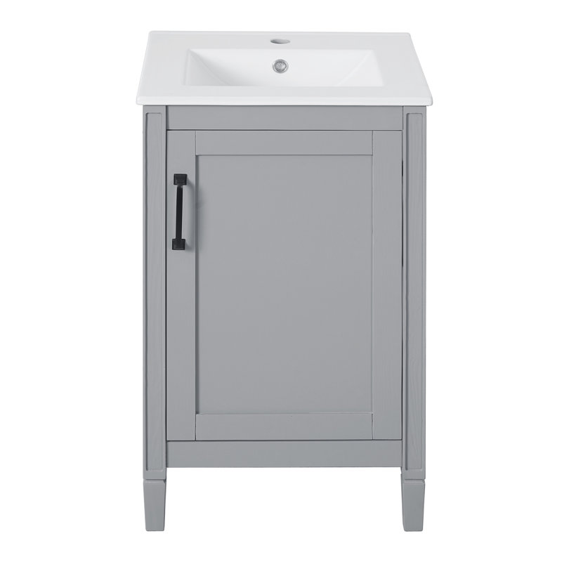 Meuble-lavabo 20 po avec comptoir en céramique, Gris