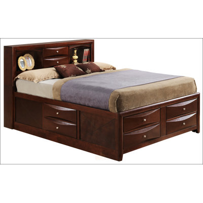 Spacious Cherry Finish King Storage Bed